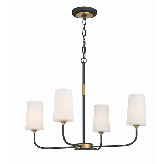 Crystorama Niles 4 Light 29" Chandelier, Black/Gold/White - NIL-70014-BF-MG