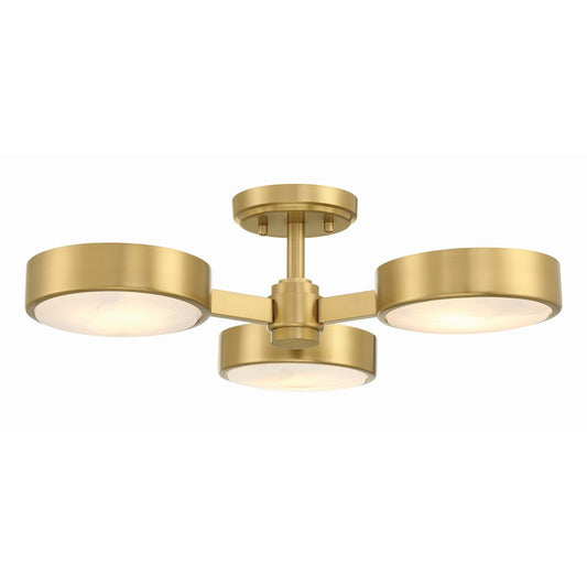 Crystorama Orson 3 Light Semi Flush Mount, Modern Gold/Stone - ORS-733-MG-ST