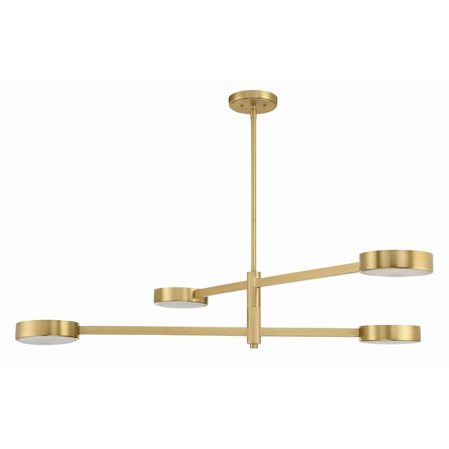 4 Light Chandelier, Modern Gold