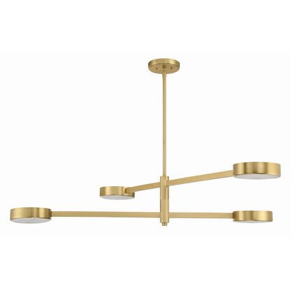 4 Light Chandelier, Modern Gold