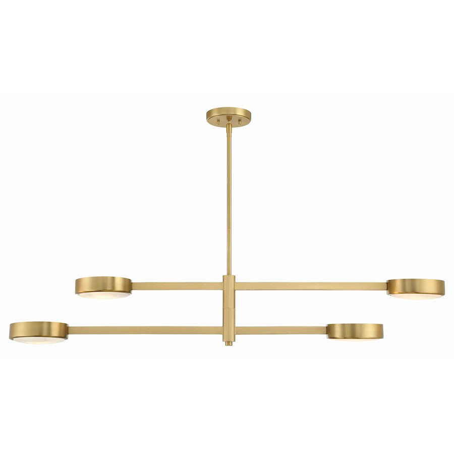 4 Light Chandelier, Modern Gold