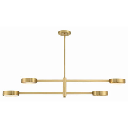 4 Light Chandelier, Modern Gold