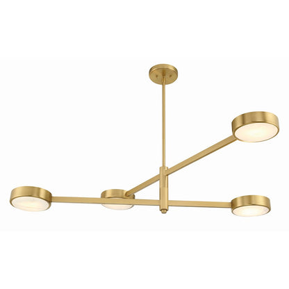 4 Light Chandelier, Modern Gold