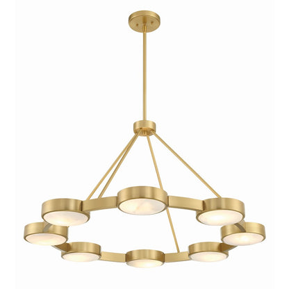 8 Light Chandelier, Modern Gold