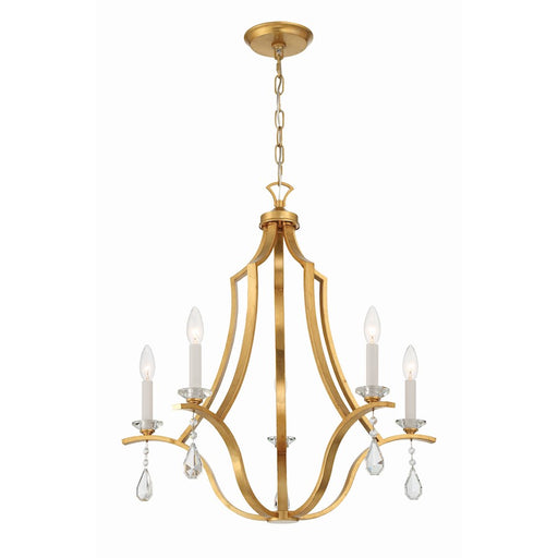 Crystorama Perry 5 Light Chandelier, Antique Gold - PER-10405-GA