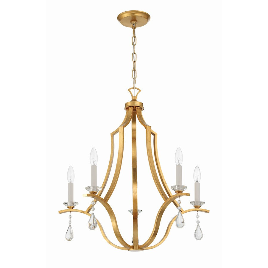 5 Light Chandelier, Antique Gold