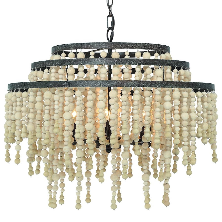 Crystorama Poppy 6 Light Chandelier, Forged Bronze - POP-A5076-FB