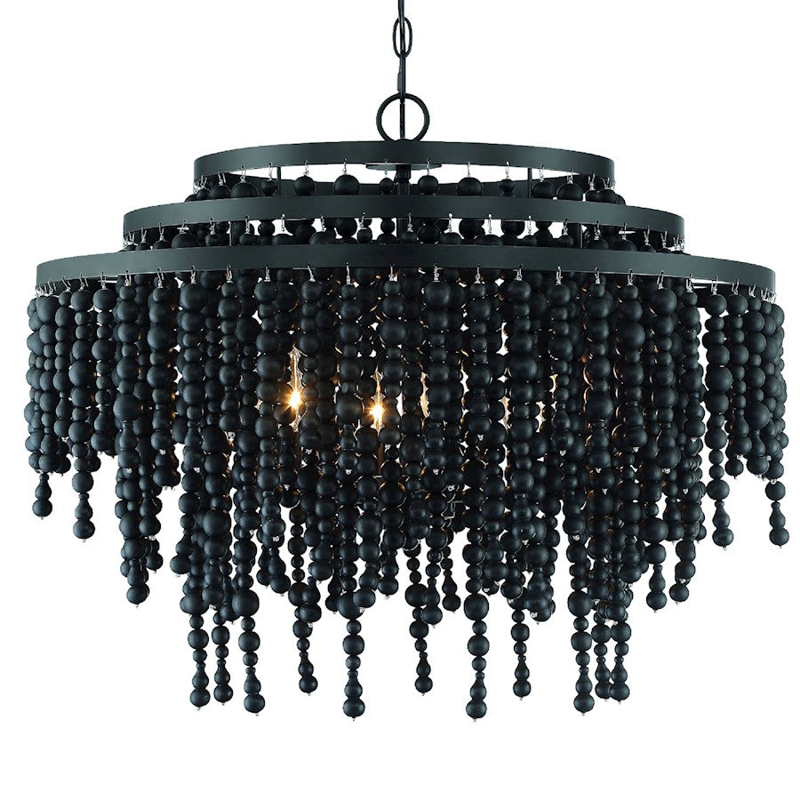 Crystorama Poppy 6 Light Chandelier, Matte Black - POP-A5076-MK