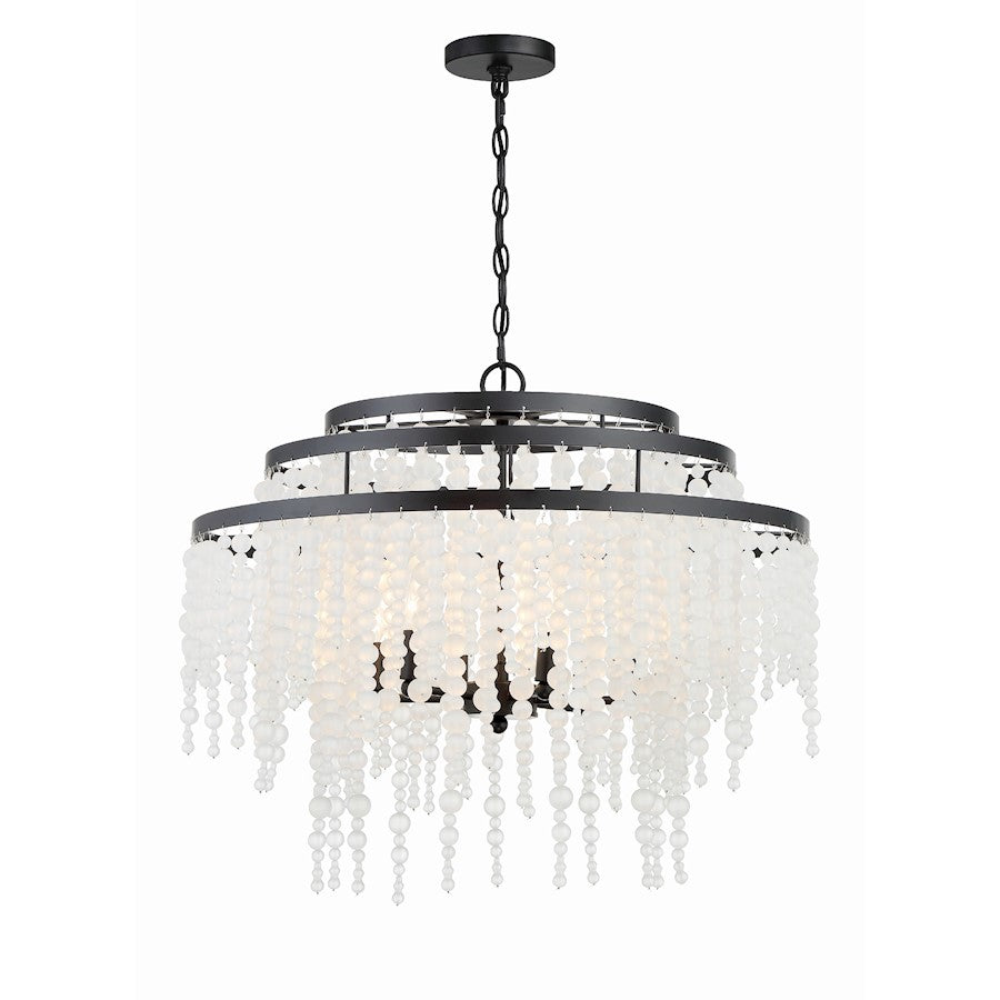 Crystorama Poppy 6 Light Chandelier, Matte Black - POP-A5076-MK-FR