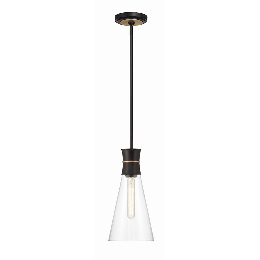 Crystorama Quinn 1 Light Mini Pendant, Black/Gold/Clear - QUN-1500-MK-TG