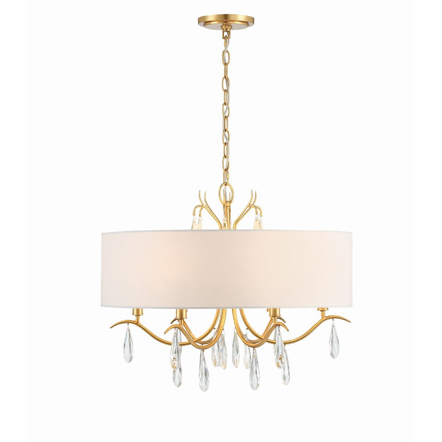 Crystorama Rollins 6 Light Chandelier, Antique Gold/White - ROL-18806-GA