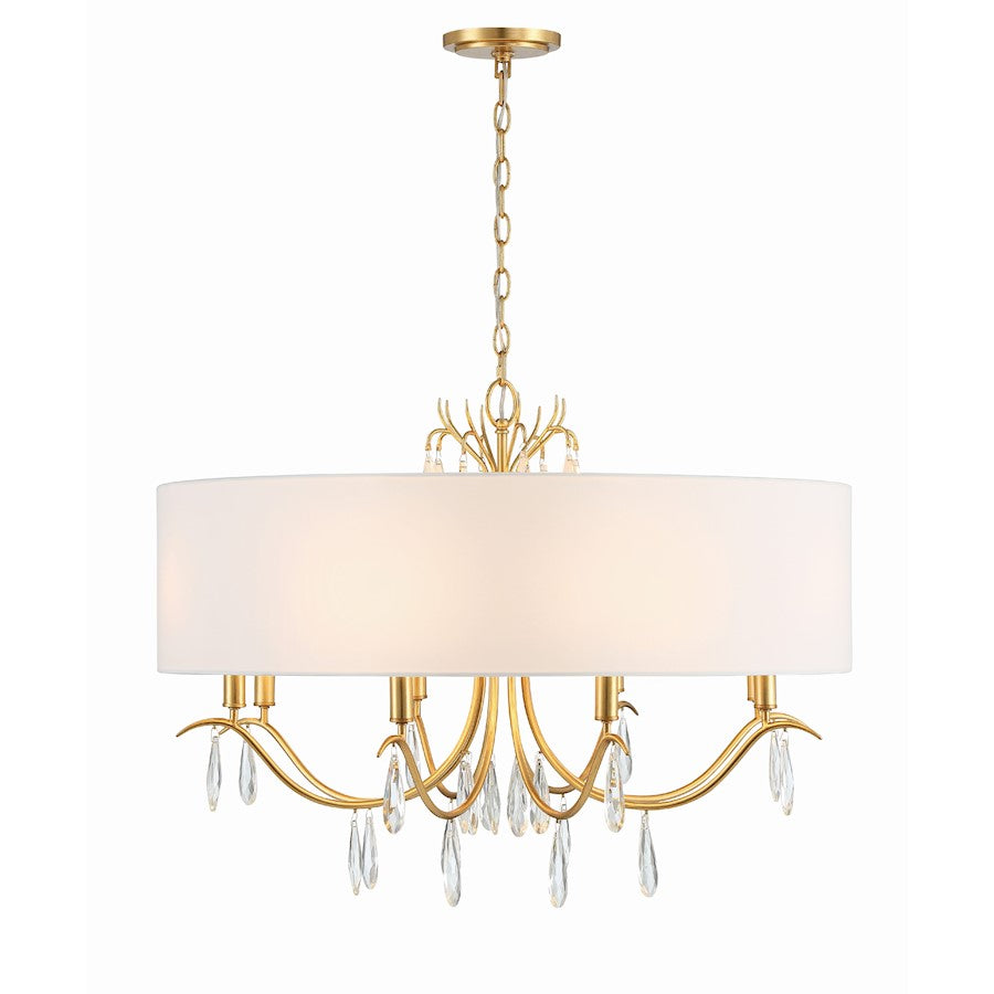 Crystorama Rollins 8 Light Chandelier, Antique Gold/White - ROL-18808-GA