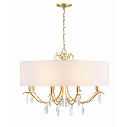 Crystorama Rollins 8 Light Chandelier, Antique Gold/White - ROL-18808-GA