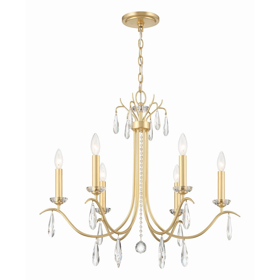 Crystorama Rollins 6 Light Chandelier, Antique Gold - ROL-18816-GA