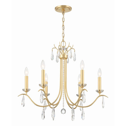 Crystorama Rollins 6 Light Chandelier, Antique Gold - ROL-18816-GA