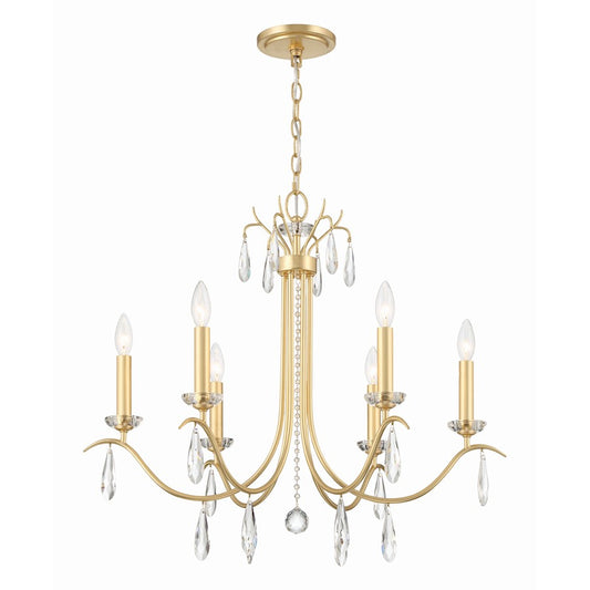 Crystorama Rollins 6 Light Chandelier, Antique Gold - ROL-18816-GA