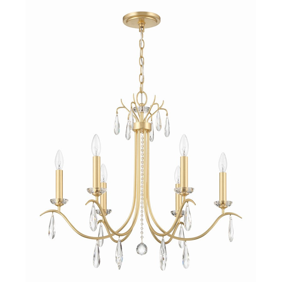 6 Light Chandelier, Antique Gold