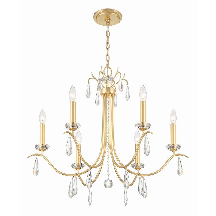 6 Light Chandelier, Antique Gold