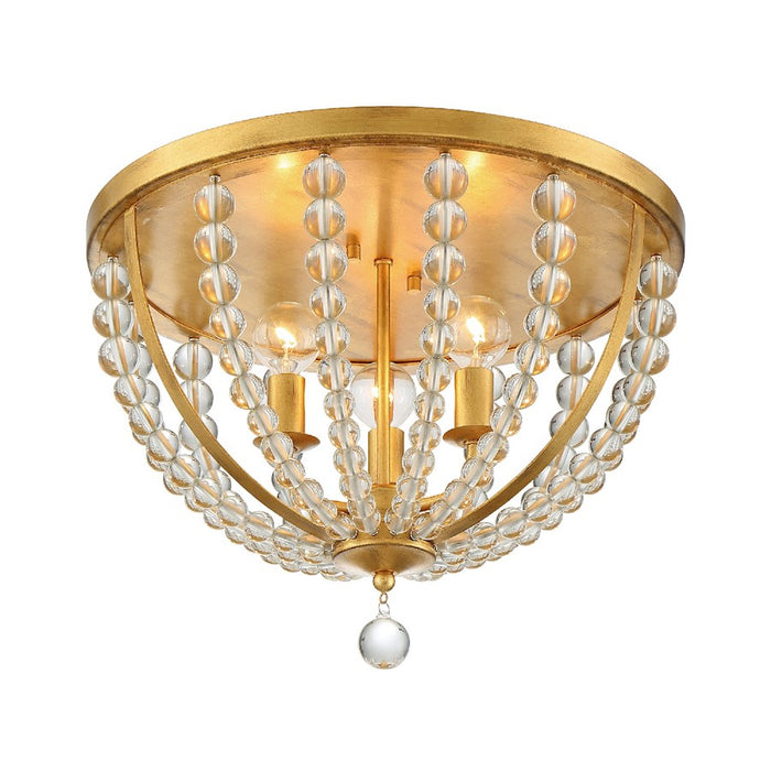 Crystorama Roxy 3 Light Ceiling Mount, Antique Gold