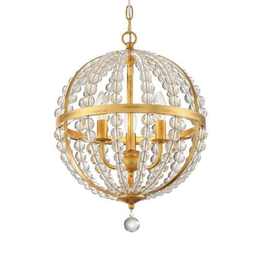 Crystorama Roxy 3 Light Chandelier, Antique Gold - ROX-A9003-GA