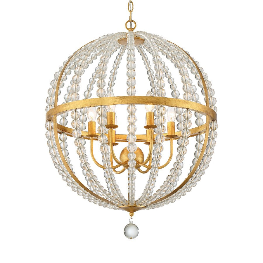 Crystorama Roxy 6 Light Chandelier, Antique Gold - ROX-A9006-GA