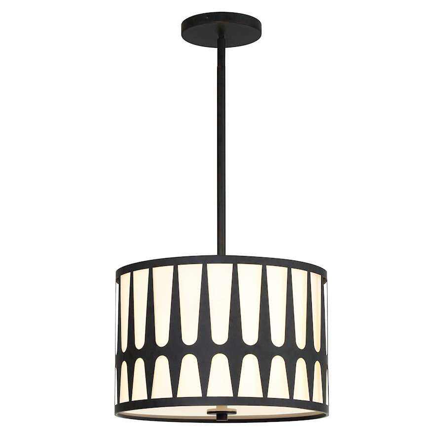 Crystorama Royston 3 Light Pendant, Black/White - ROY-803-BK