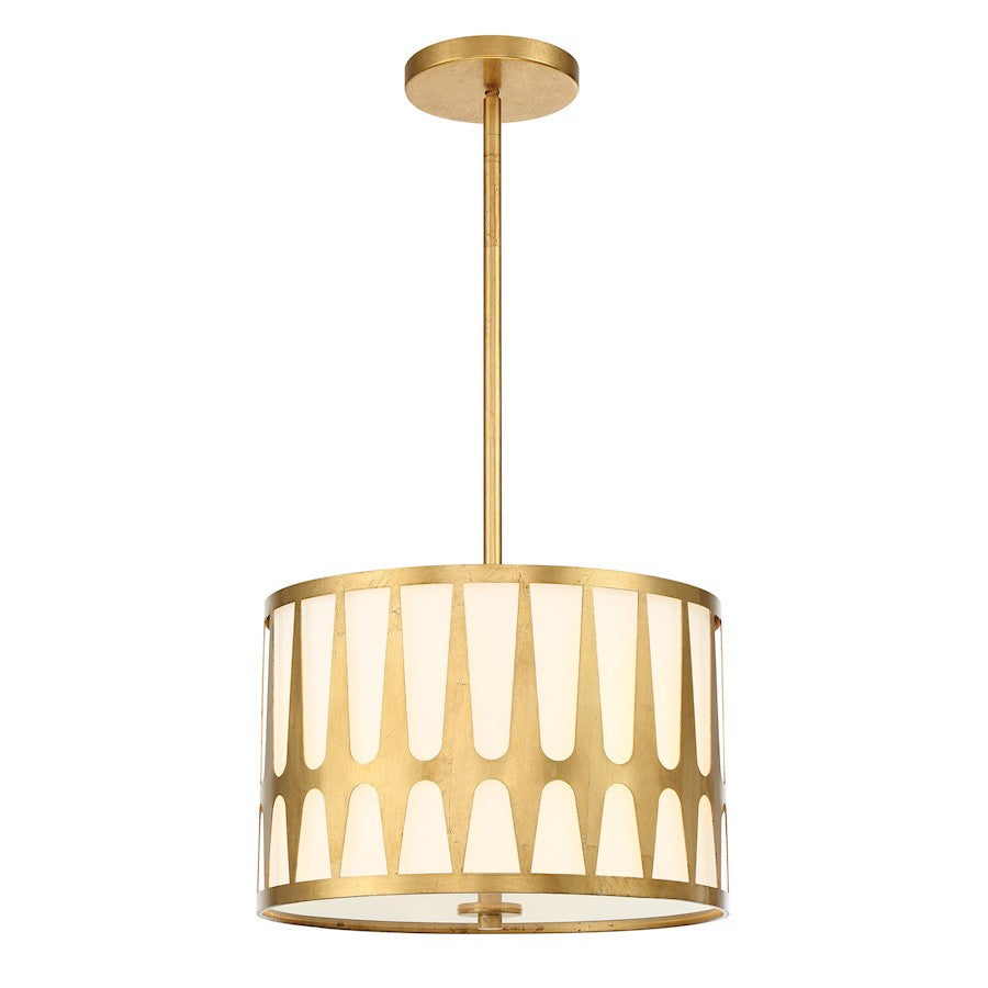 Crystorama Royston 3 Light Pendant, Antique Gold/White - ROY-803-GA