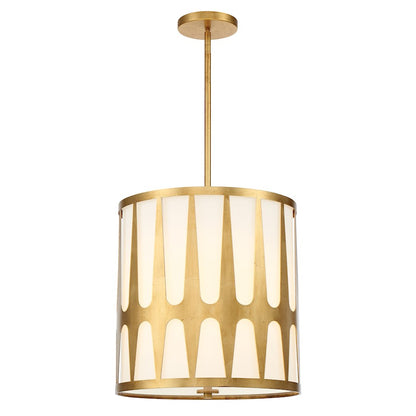 Crystorama Royston 4 Light Pendant, Antique Gold/White - ROY-805-GA