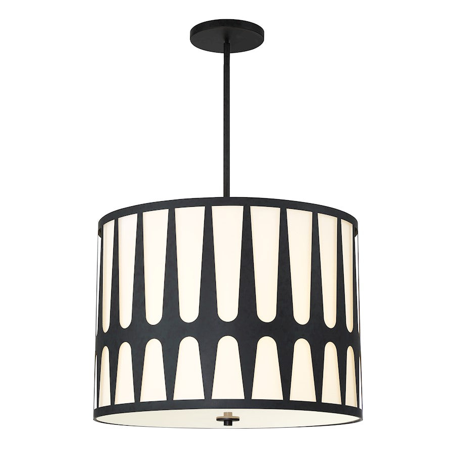 Crystorama Royston 5 Light Pendant, Black/White - ROY-809-BK