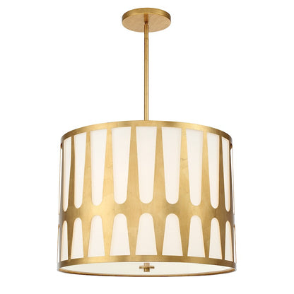 Crystorama Royston 5 Light Pendant, Antique Gold/White - ROY-809-GA