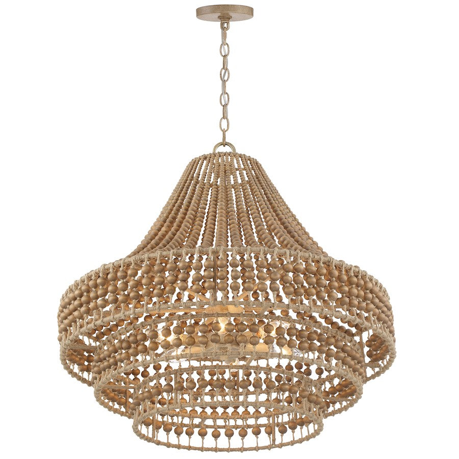 6 Light Chandelier, Burnished Silver