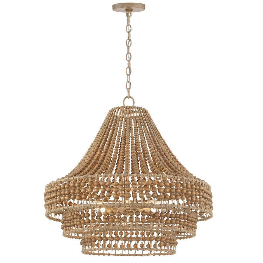 6 Light Chandelier, Burnished Silver