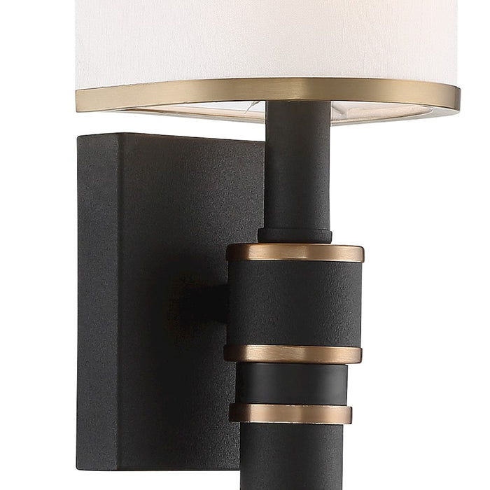 Crystorama Sloane 1 Light Wall Sconce, Gold/ Black Forged