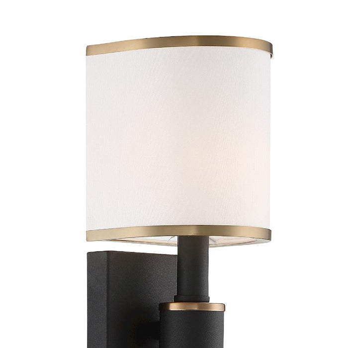 Crystorama Sloane 1 Light Wall Sconce, Gold/ Black Forged