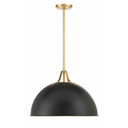 Crystorama Soto 1 Light 20" Pendant, Matte Black/Antique Gold - SOT-18015-MK-GA