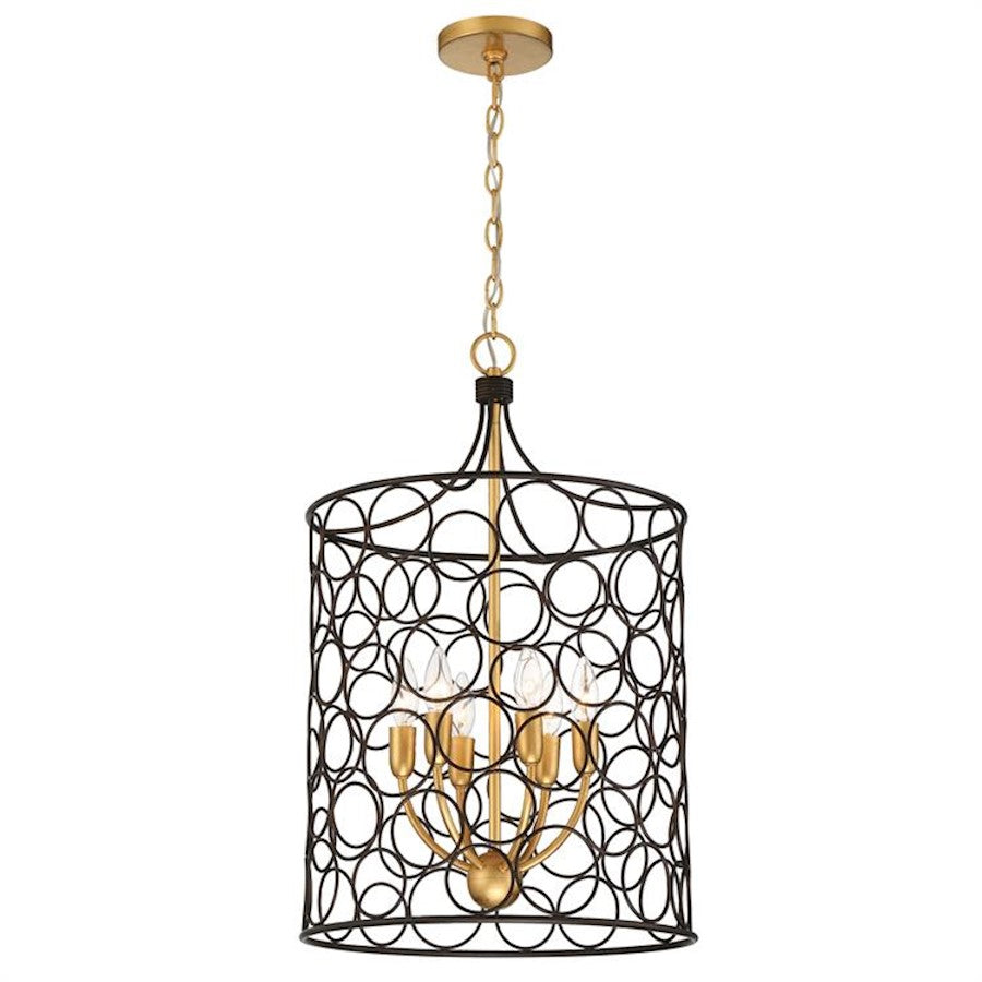 Crystorama Stemmons 6 Light Lantern, Bronze/Antique Gold - STM-B5106-BZ-GA