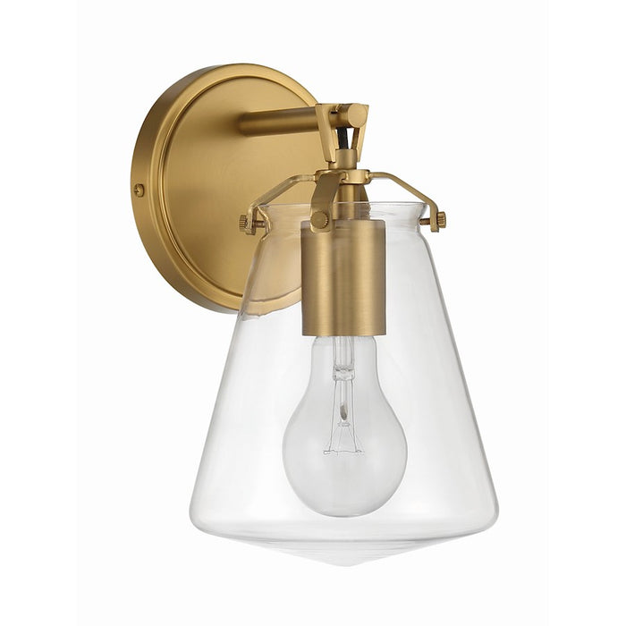 Crystorama Voss 1 Light Sconce, Luxe Gold/Clear Glass