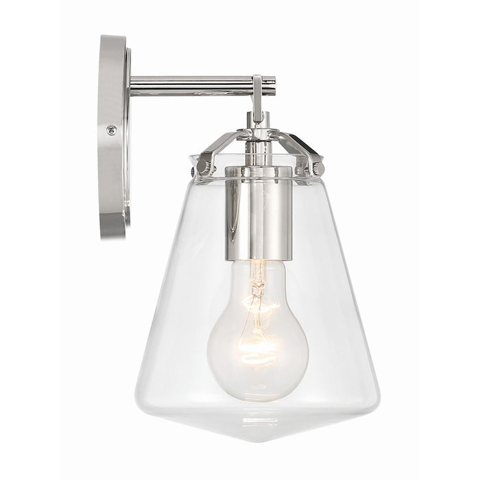 Crystorama Voss 1 Light Sconce, Polished Nickel/Clear Glass