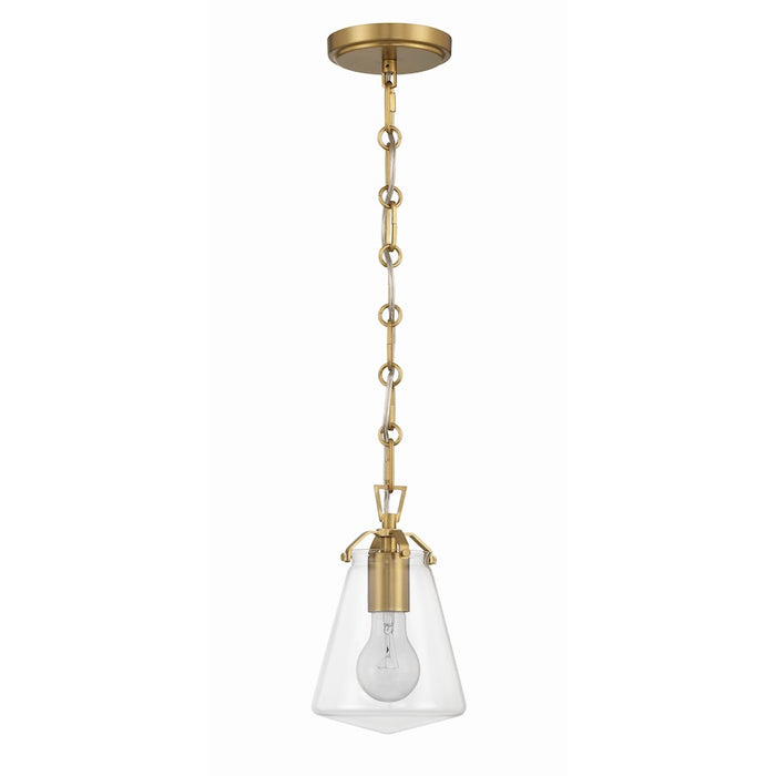 Crystorama Voss 1 Light 9" Mini Pendant, Luxe Gold/Clear Glass