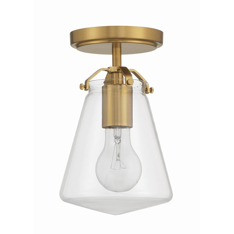 Crystorama Voss 1 Light Semi Flush Mount, Luxe Gold/Clear