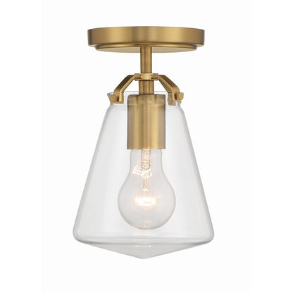 Crystorama Voss 1 Light Semi Flush Mount, Luxe Gold/Clear