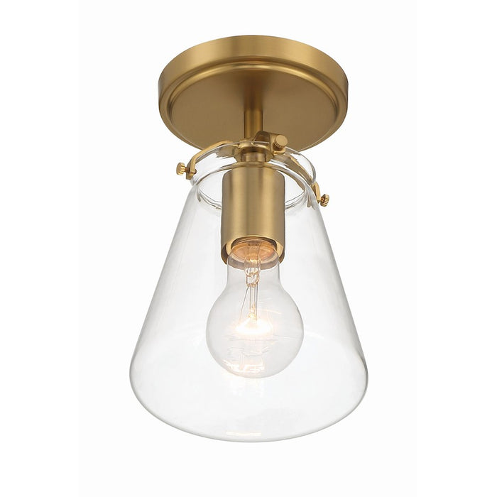 Crystorama Voss 1 Light Semi Flush Mount, Luxe Gold/Clear