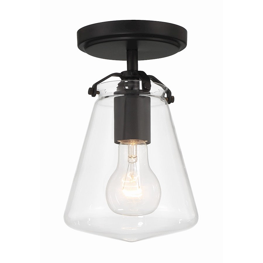 Crystorama Voss 1 Light Semi Flush Mount, Black/Clear - VSS-7002-MK-CEILING