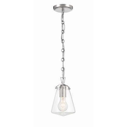 Crystorama Voss 1 Light Mini Pendant, Polished Nickel/Clear Glass - VSS-7002-PN