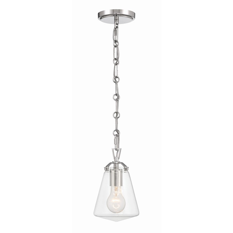 1 Light 9" Mini Pendant, Polished Nickel