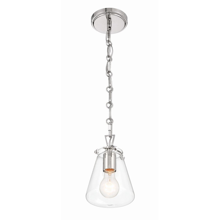 1 Light 9" Mini Pendant, Polished Nickel