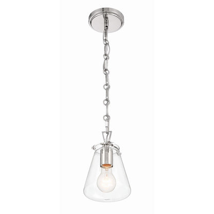 1 Light 9" Mini Pendant, Polished Nickel