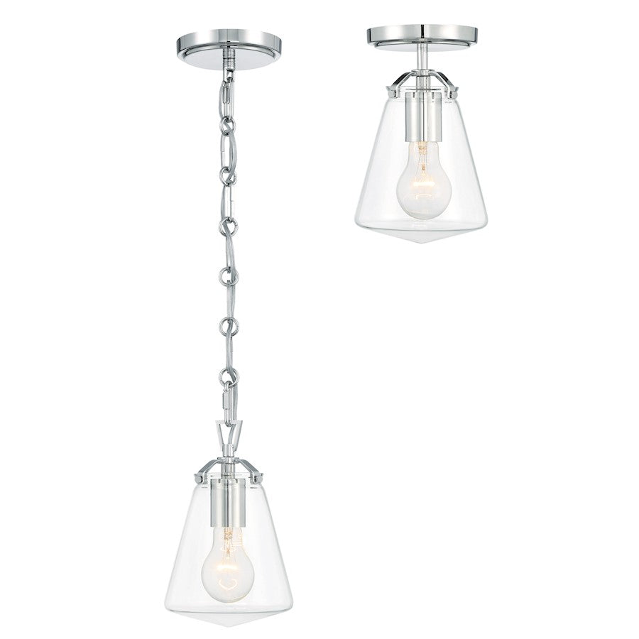 1 Light 9" Mini Pendant, Polished Nickel