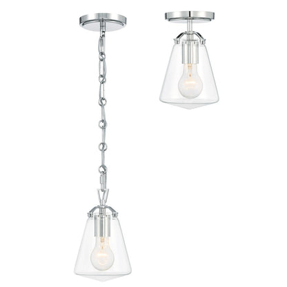 1 Light 9" Mini Pendant, Polished Nickel