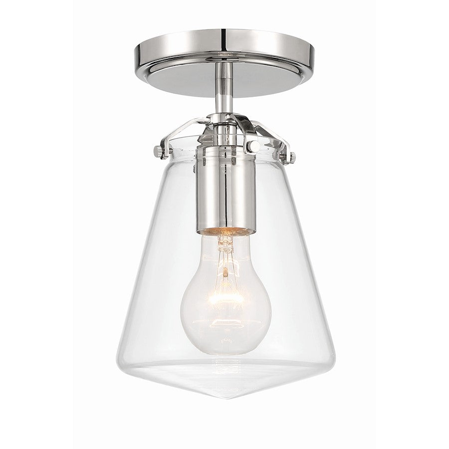 Crystorama Voss 1 Light Semi Flush Mount, Nickel/Clear - VSS-7002-PN-CEILING